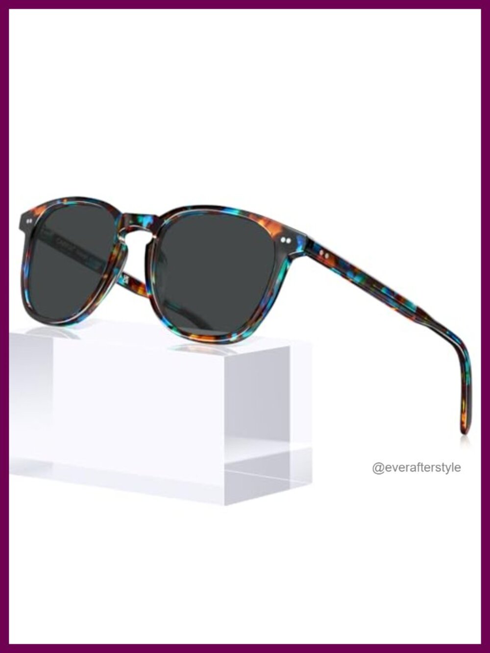Polarized Square Keyhole Acetate Sunglasses 100% UV Blocking Full Frame